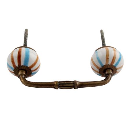 Blue Brown Rays Ceramic Bridge Handle